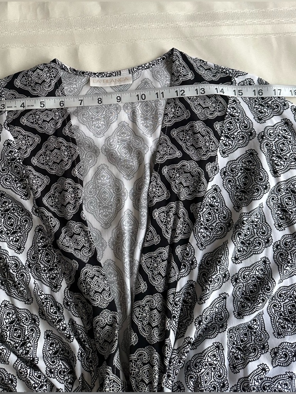 La Blanca Black & White Geo Tie-Front Swim Coverup with Tassels - Picture 7 of 11